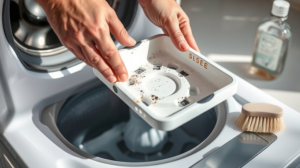 clean detergent dispensers thoroughly