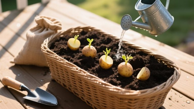plant potatoes in baskets