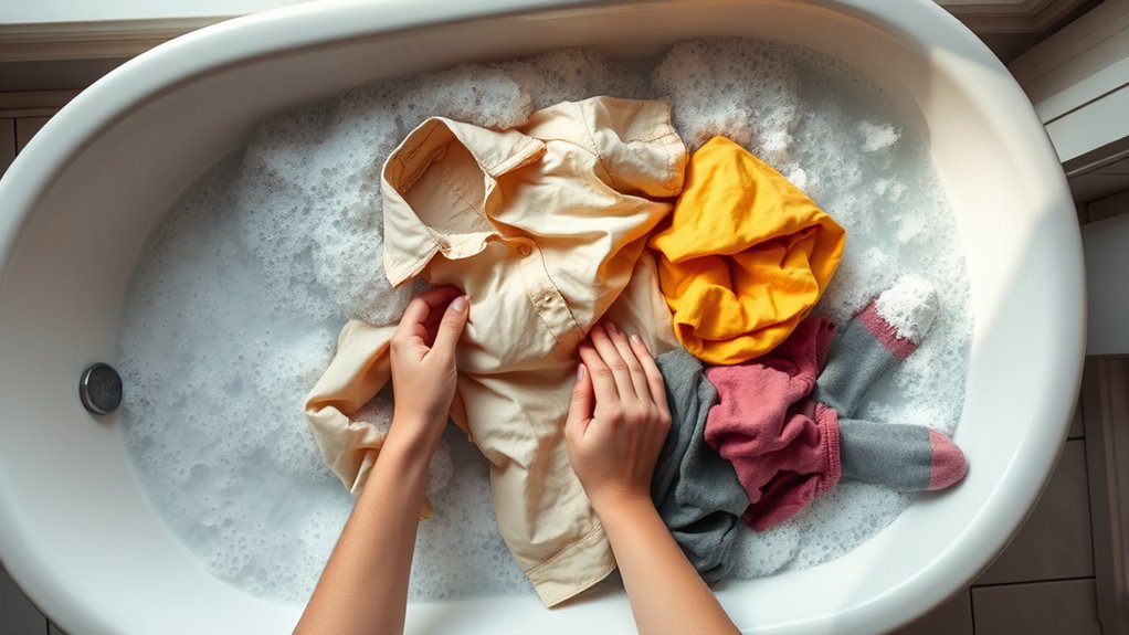 soak laundry in bathtub