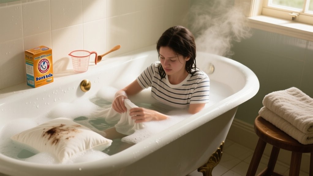 strip laundry in bathtub