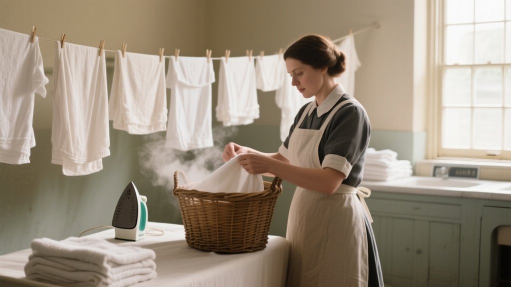 laundress cleans and maintains