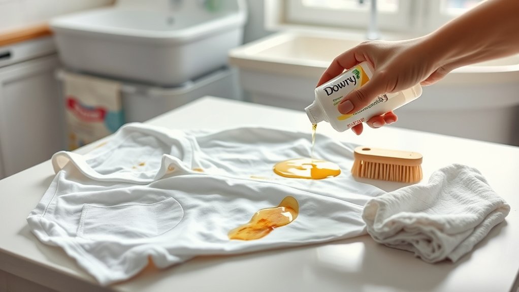 treat stains with detergent